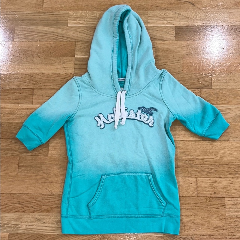 Teal Hollister 3/4 sleeve hoodie